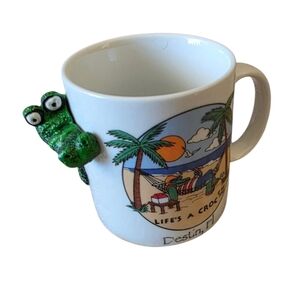 Destin Florida 3 Deminsional Alligator Souvenier Mug Vintage 1993 Beach
